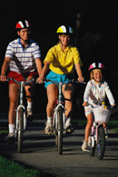Family bicycling; Actual size=130 pixels wide